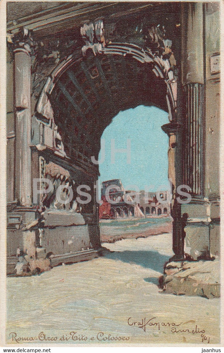 Roma - Rome - Arco di Tito e Colosseo - illustration - old postcard - Italy - unused - JH Postcards
