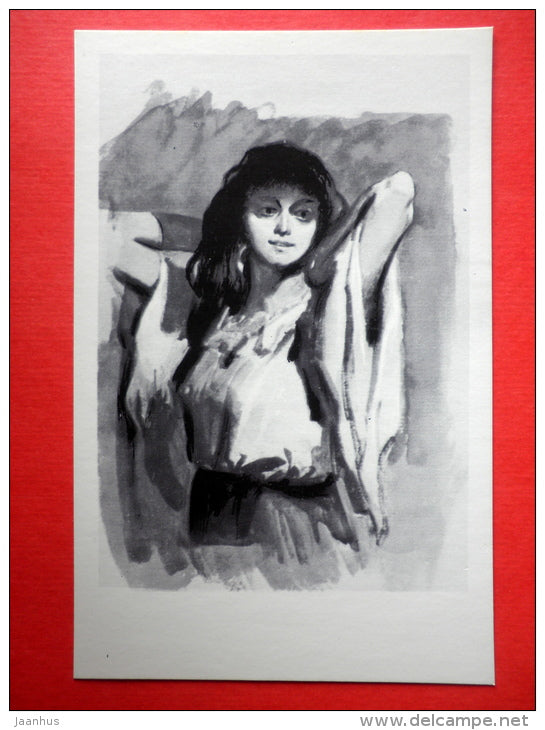 illustration by I. Bogdesko - Zemfira - The Gypsies - Illustrations to Pushkin Works - 1973 - Russia USSR - unused - JH Postcards