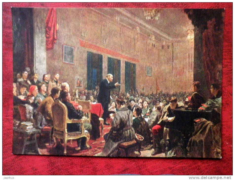 Painting by B. V. Johanson - Lenin's speech at the III Congress of the Young Communist League - russian art - unused - JH Postcards