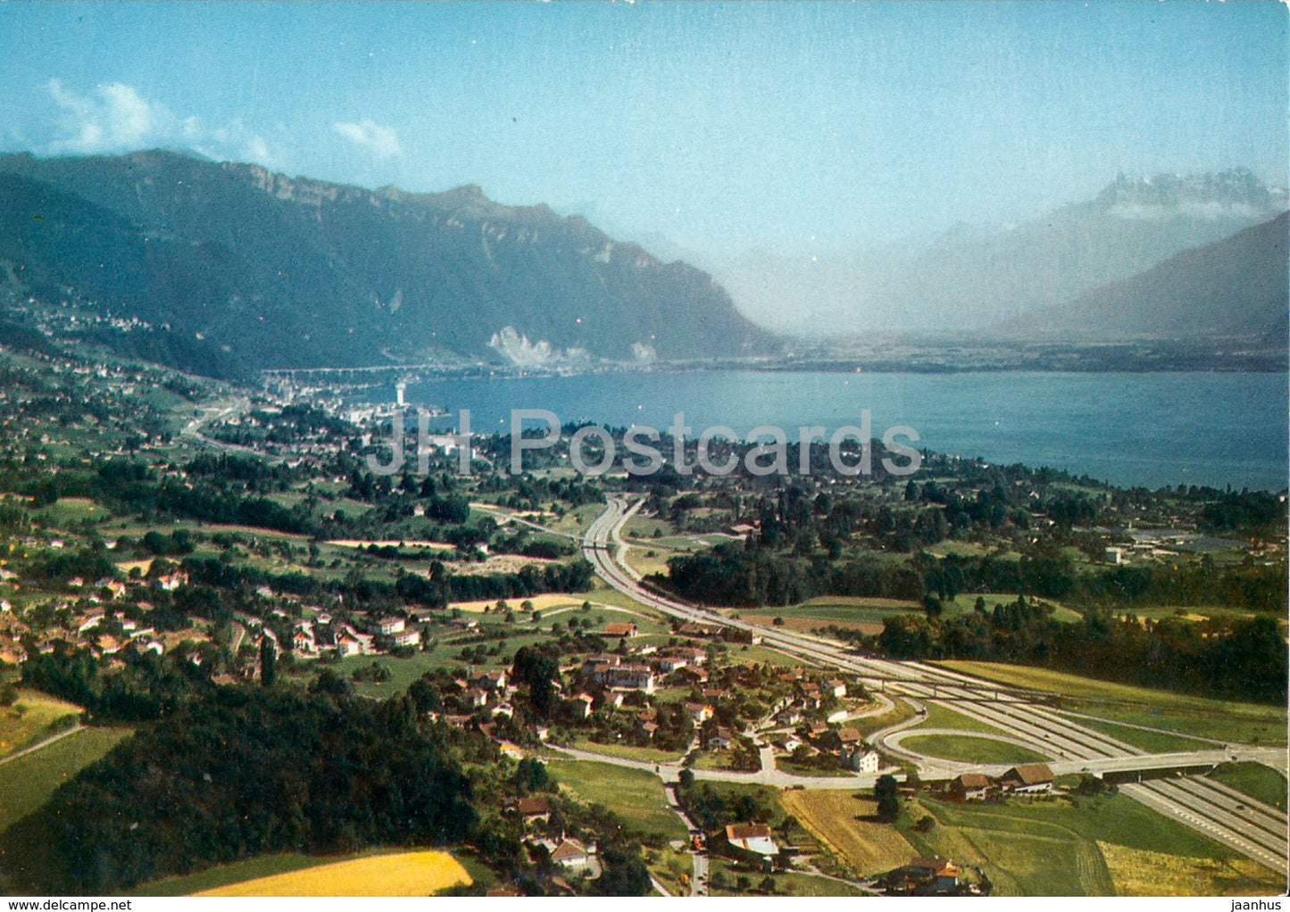 Vevey - Le Hauts de Vevey et l'autoroute du Leman - motorway - panorama - VV 40 - Switzerland - unused - JH Postcards