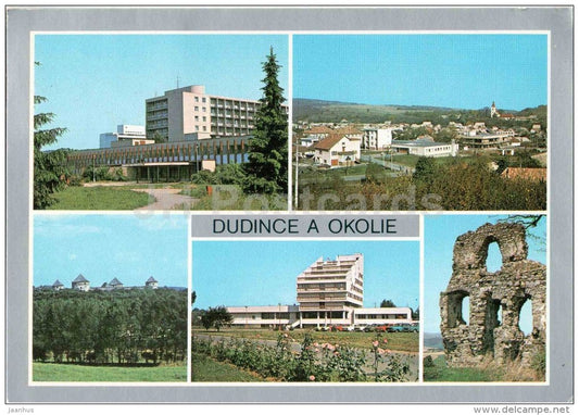 Dudince a Okolie - spa house Rubin - balneotherapy building - Hontianske Nemce - Czechoslovakia - Slovakia - used 1988 - JH Postcards