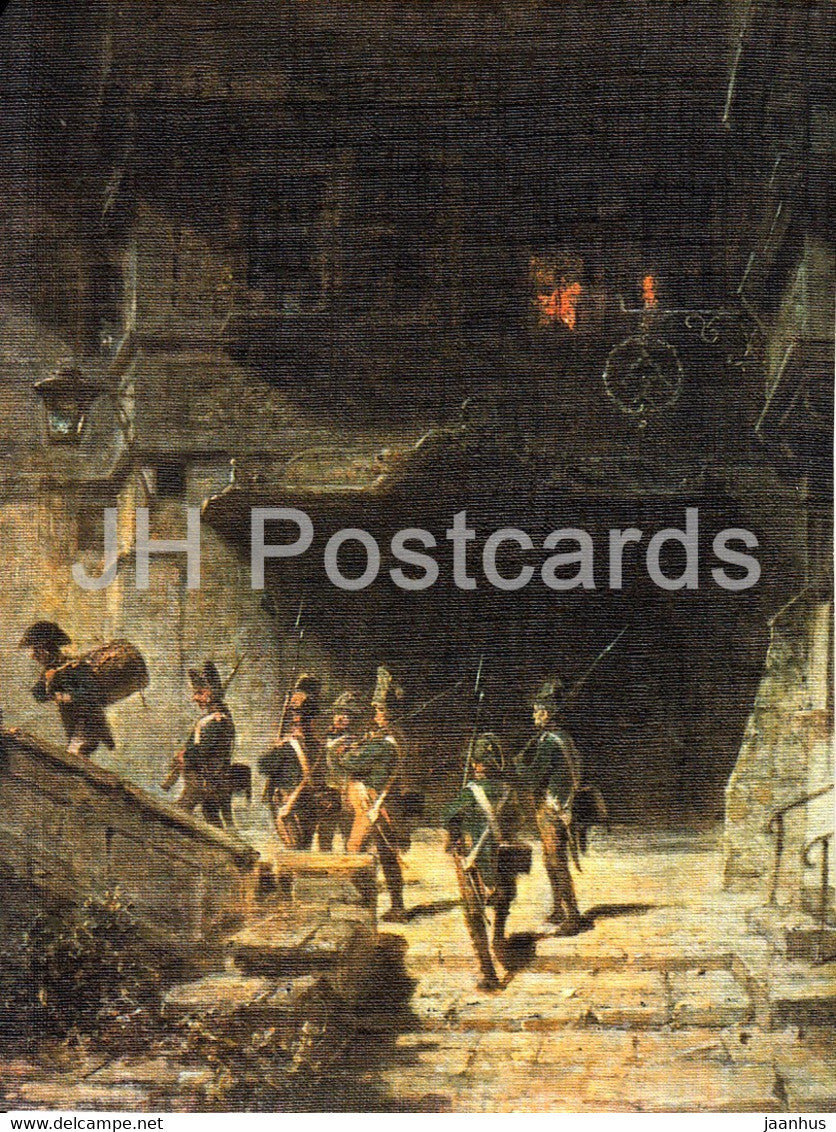 painting by Carl Spitzweg - Nachtliche Runde - German art - Germany - unused - JH Postcards