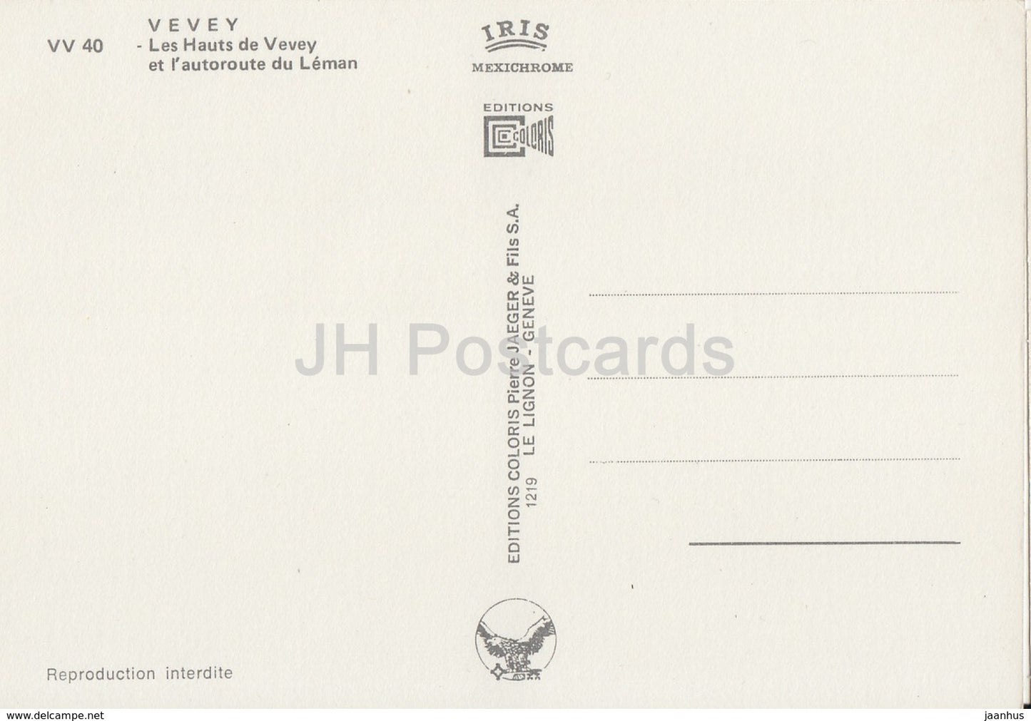 Vevey - Le Hauts de Vevey et l'autoroute du Leman - motorway - panorama - VV 40 - Switzerland - unused