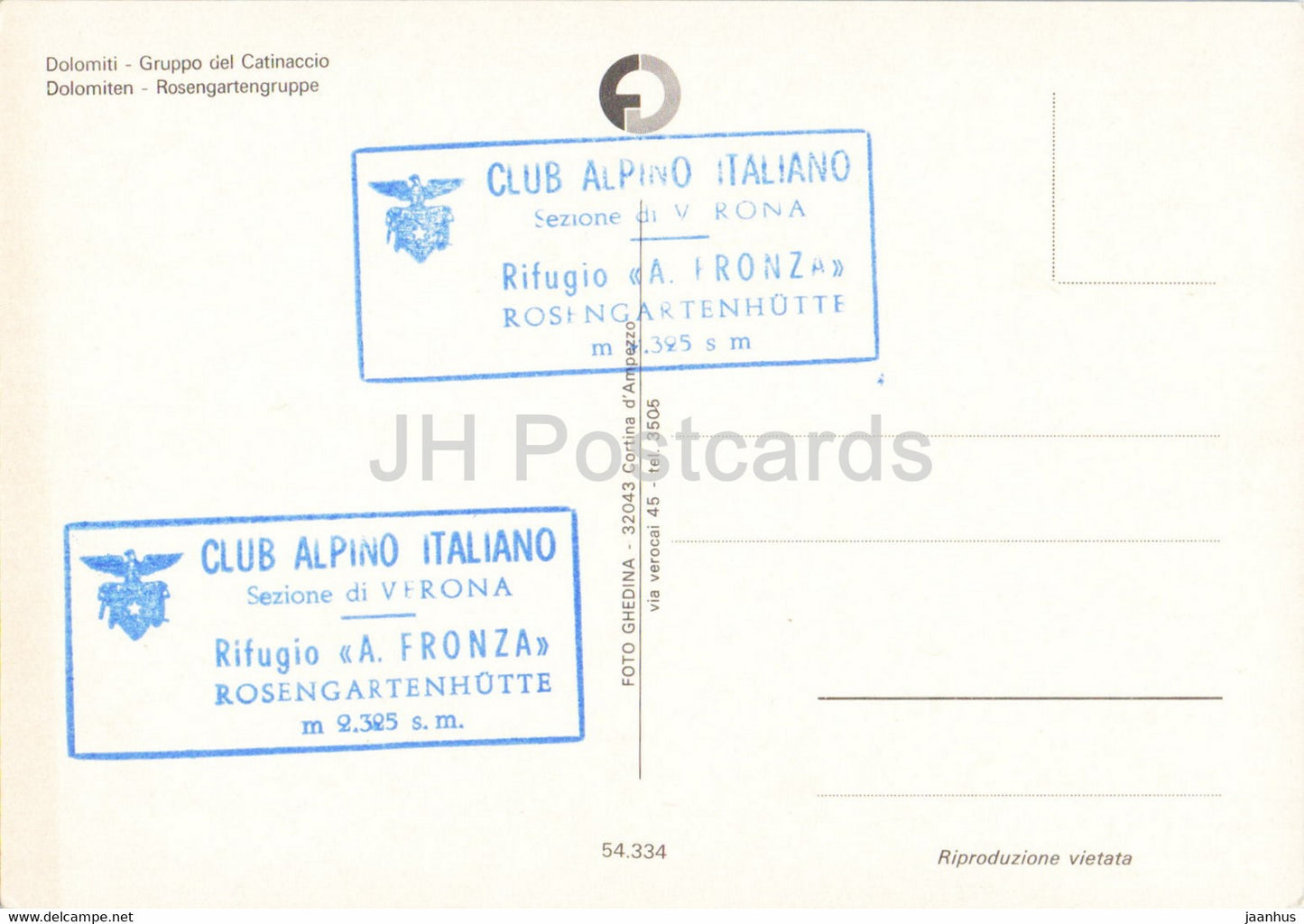Rif Coronelle - Kolnerhutte - Gruppo del Catinaccio - Italy - unused