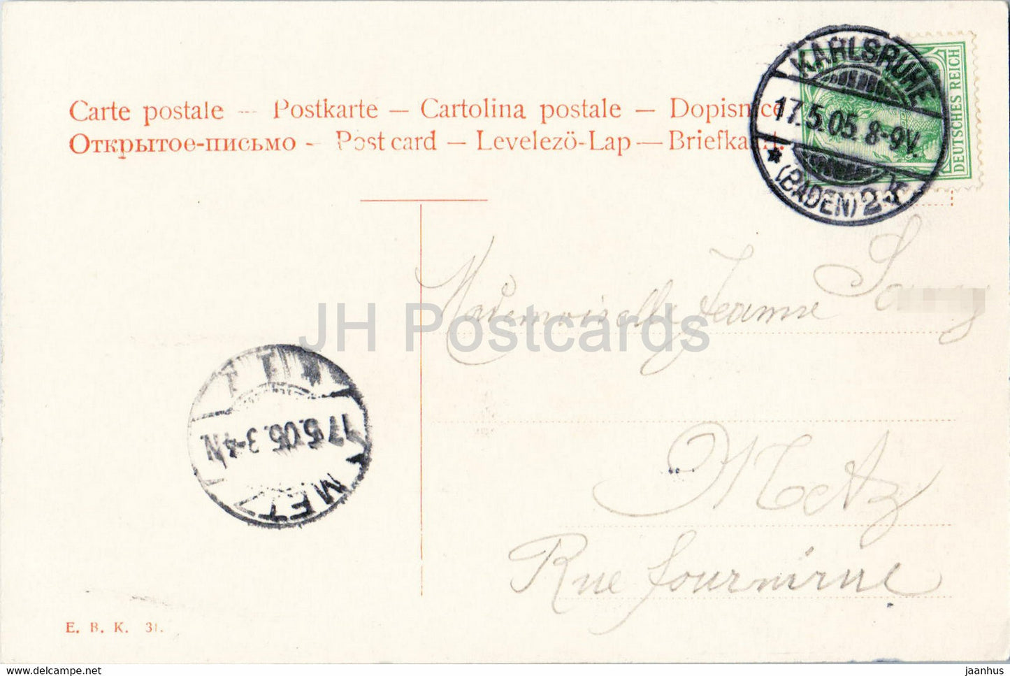 Karlsruhe - Schloss - castle - old postcard - 1905 - Germany - used