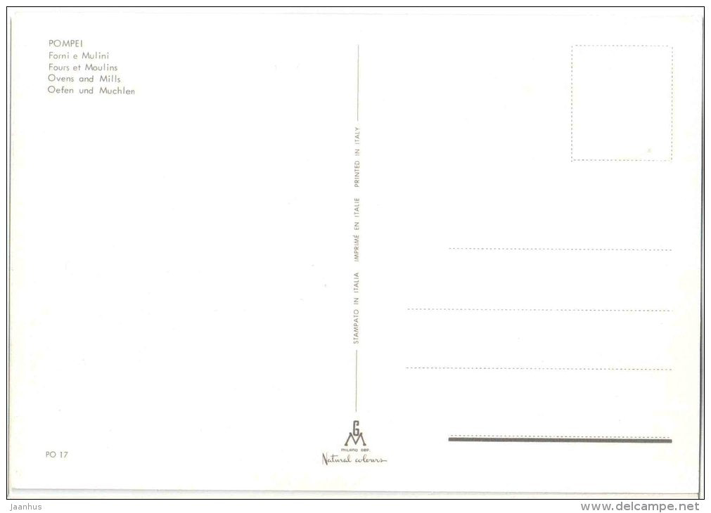 Forni e Mulini - Ovens and Mills - ruins - Pompei - Campania - PO 17 - Italia - Italy - unused - JH Postcards