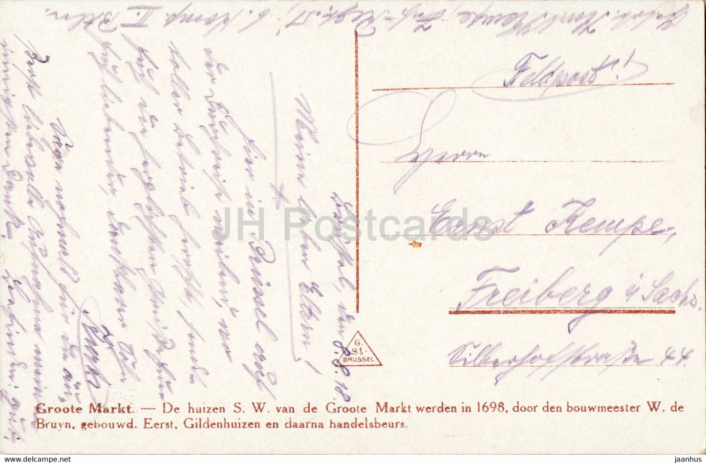 Bruxelles - Bruxelles - Huis der oude Hertsogs van Braband - Groote Plaats - carte postale ancienne - 1918 - Belgique - utilisé