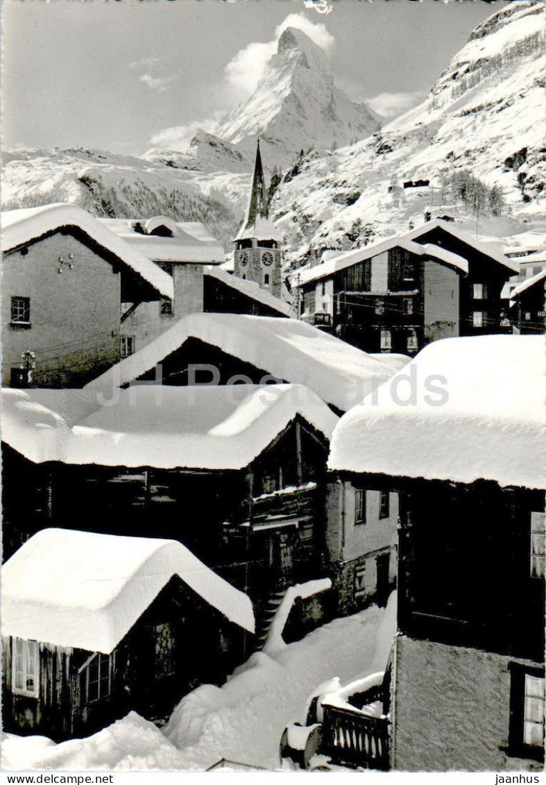 Zermatt - Dorfpartie mit Matterhorn - village - old postcard - Switzerland - used - JH Postcards