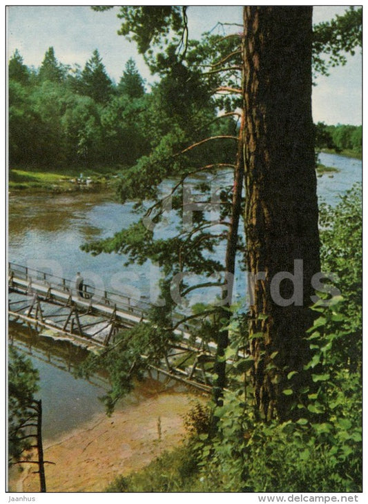 Bridge over the river Ogre - 1 - Ogre - old postcard - Latvia USSR - unused - JH Postcards