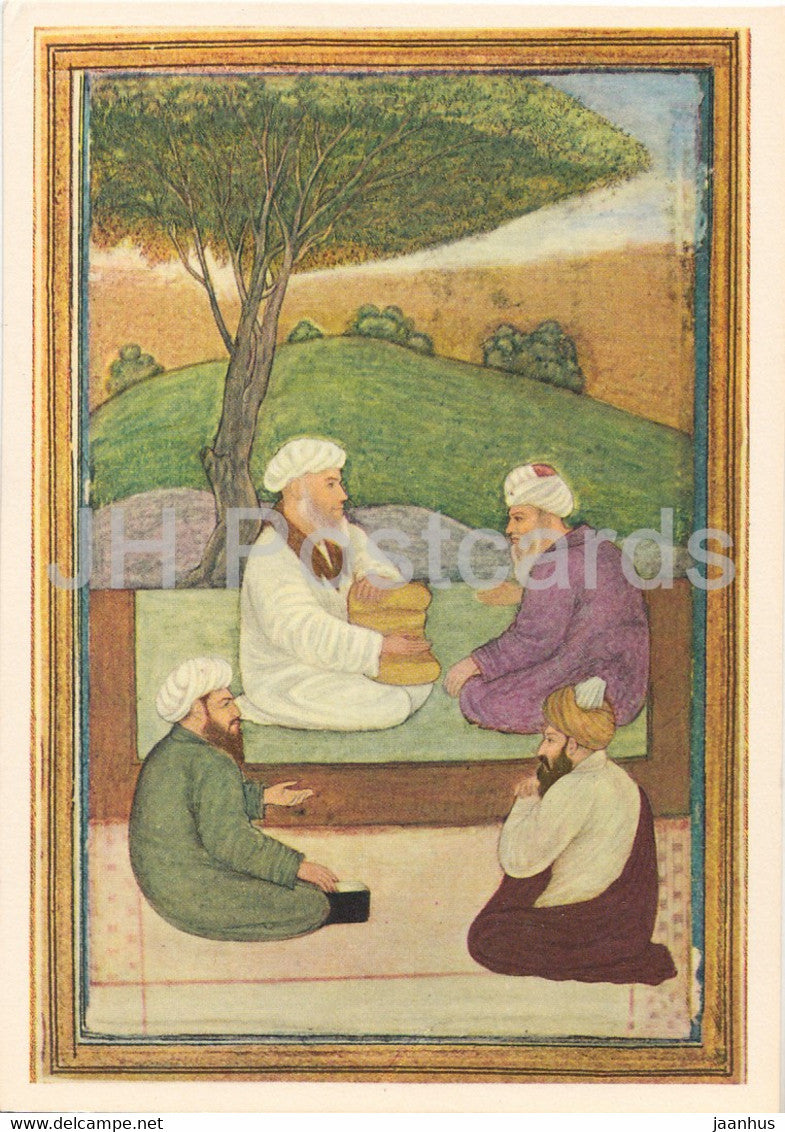 Miniatur der Moghul Schule - Disputierende Mollahs - Depating Mullahs - 784 - Indian art - Germany DDR - unused - JH Postcards