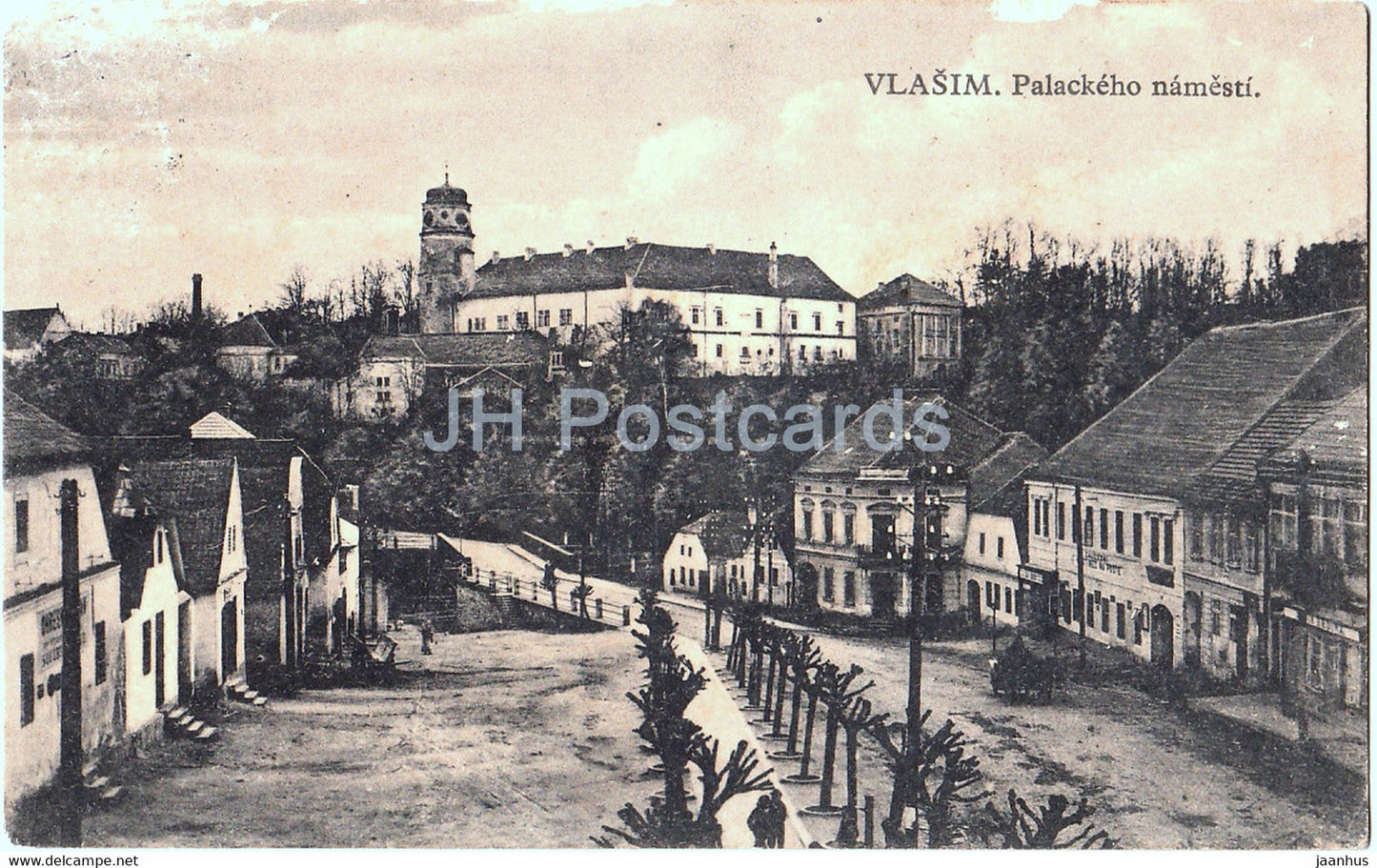 Vlasim - Palackeho namesti - square - old postcard - Czech Republic - used - JH Postcards