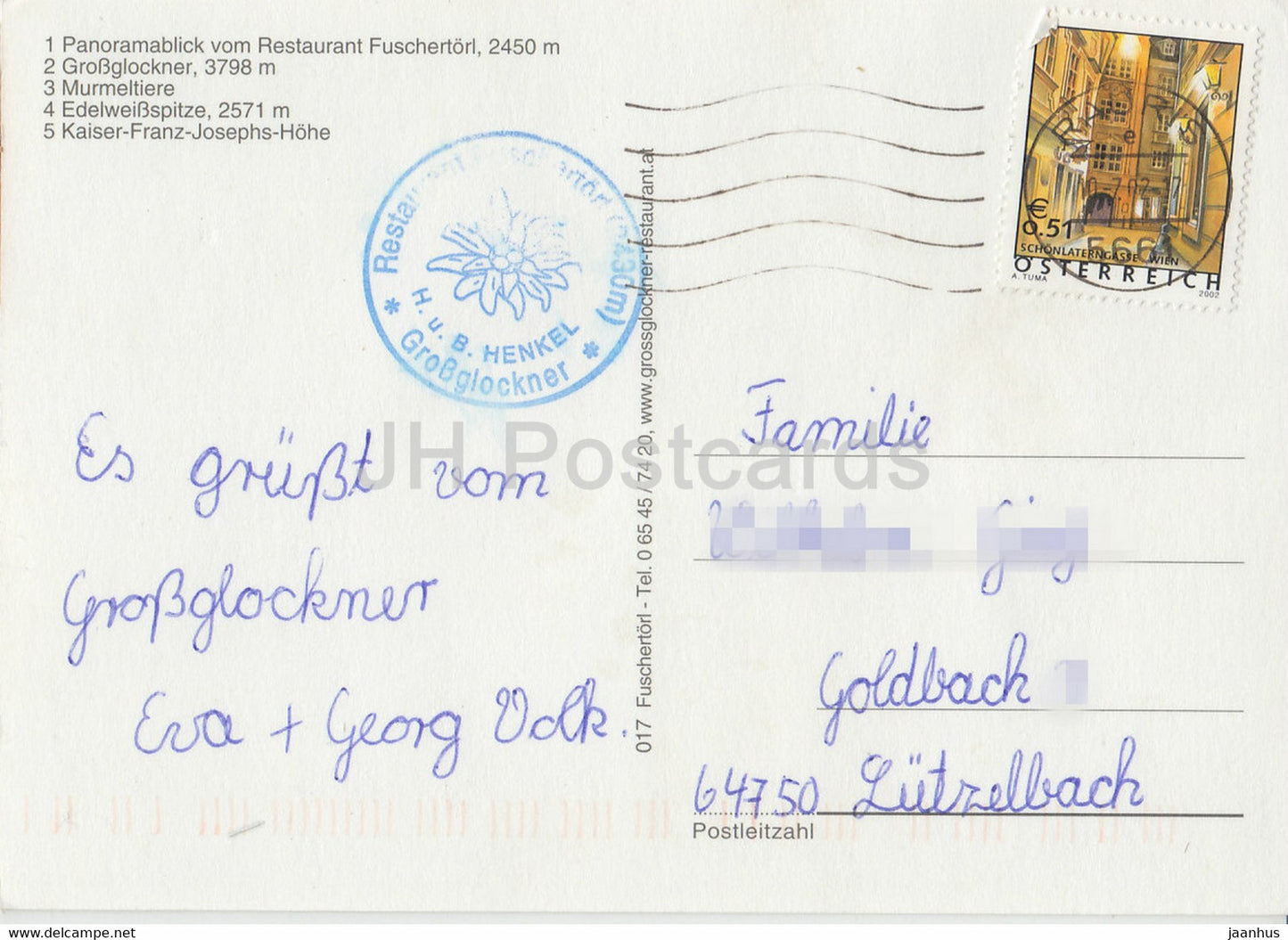 Großglockner - Fuschertorl 2450 m - Murmeltiere - Edelweißspitze - Murmeltier - Tiere - 2002 - Österreich - gebraucht