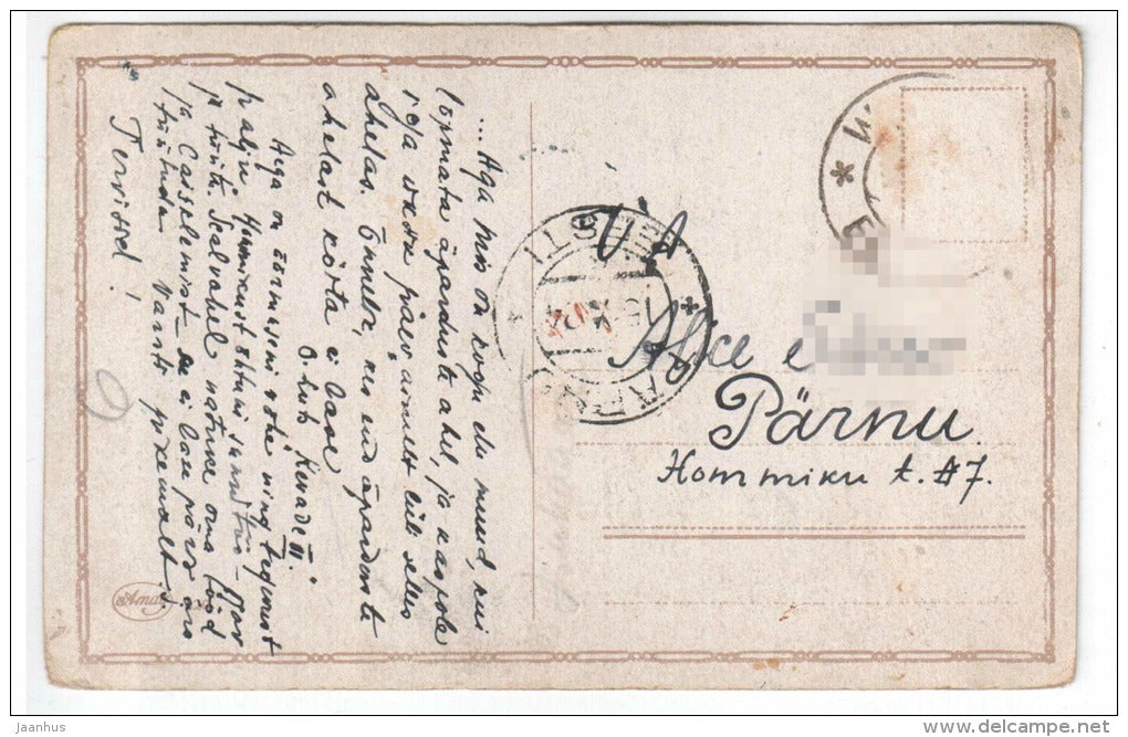 illustration - trees , lake - Amag - old postcard - circulated in Estonia 1924 , Pärnu - used - JH Postcards