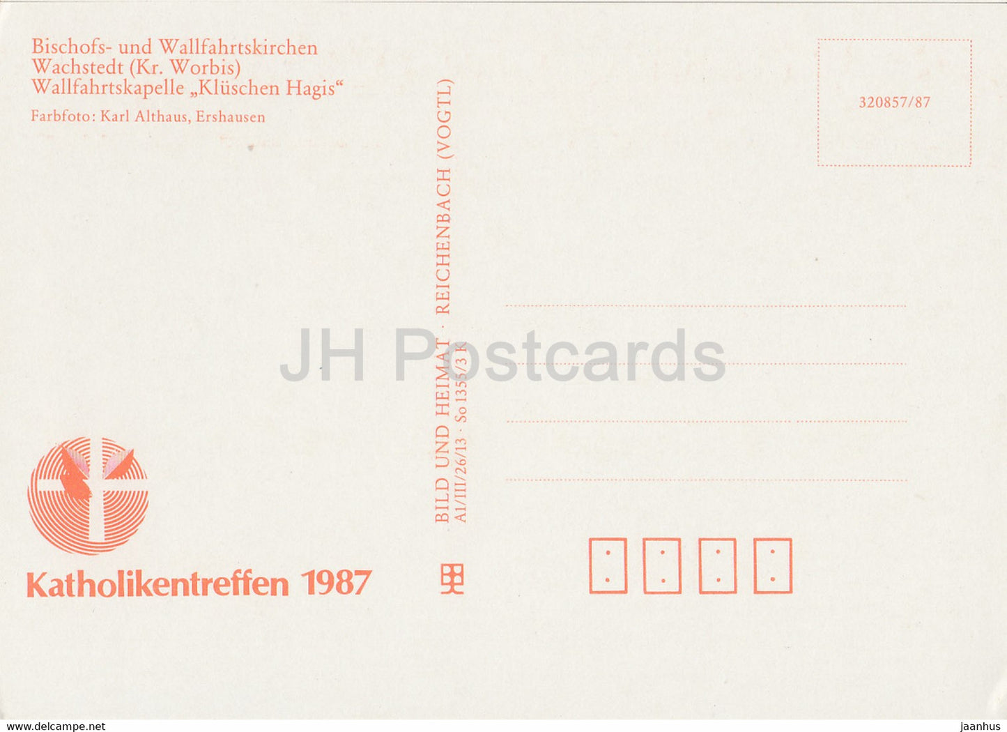 Wachstedt - Wallfahrtskapelle Kluschen Hagis - Bischofs- und Wallfahrtskirchen - church - 1987 - DDR Germany - unused