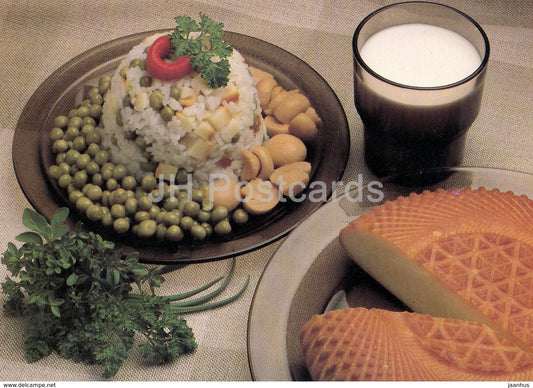 Risotto with Cheese - pea - milk - Cheese recipes - Russia USSR - unused - JH Postcards