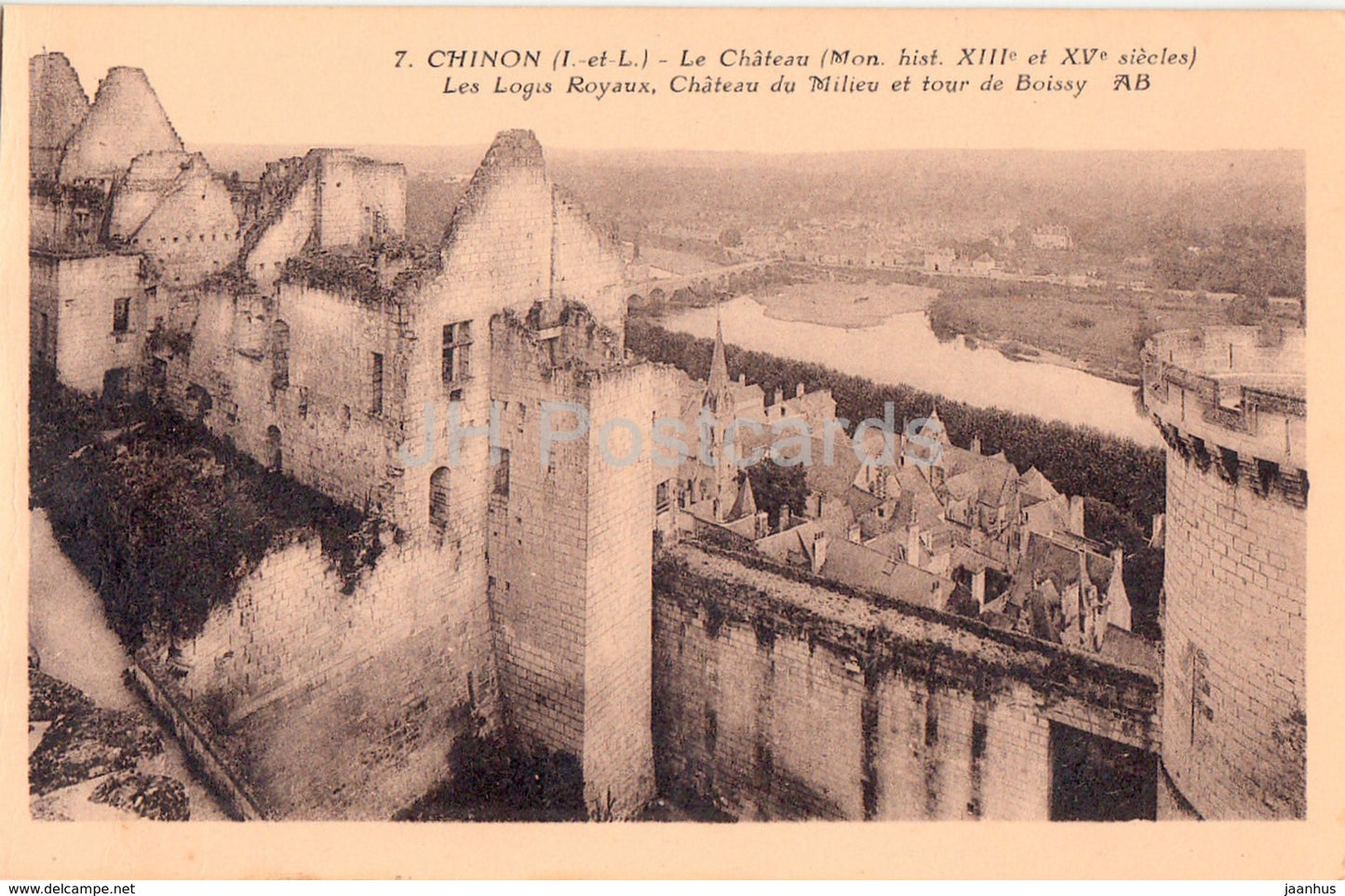 Chinon - Le Chateau - Les Logis Royaux - Chateau du Milieu et tour de Boissy - 7 - old postcard - France - unused - JH Postcards