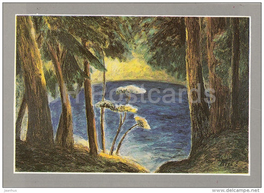 painting by E. Maaste - Kaali Lake , 1979 - Estonian art - 1992 - Estonia - unused - JH Postcards