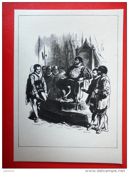 illustration by J. Granville - Walking Stick - Don Quixote by Miguel de Cervantes - 1965 - Russia USSR - unused - JH Postcards