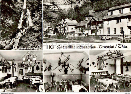 HO Gaststatte Wasserfall Trusetal - car - old postcard - 1974 - Germany DDR - used - JH Postcards
