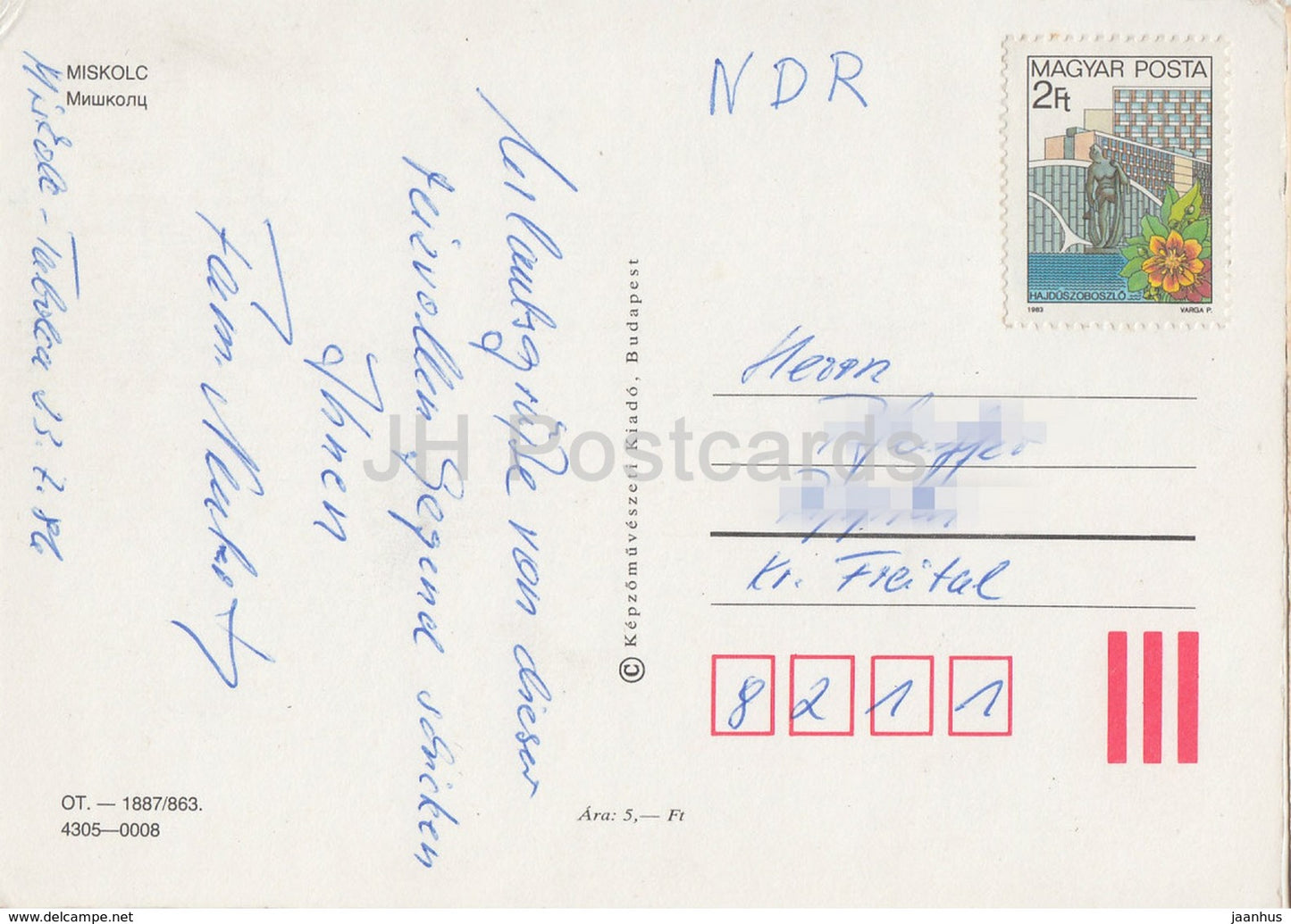 Miskolc - ruines du château - tour de télévision - église - place - multiview - années 1980 - Hongrie - utilisé