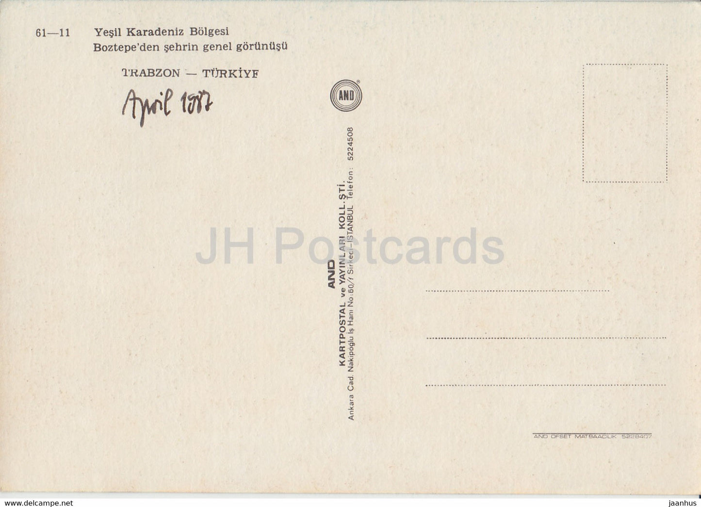 Trabzon - General view of the city from Boztepe - 1987 - Turkey - used