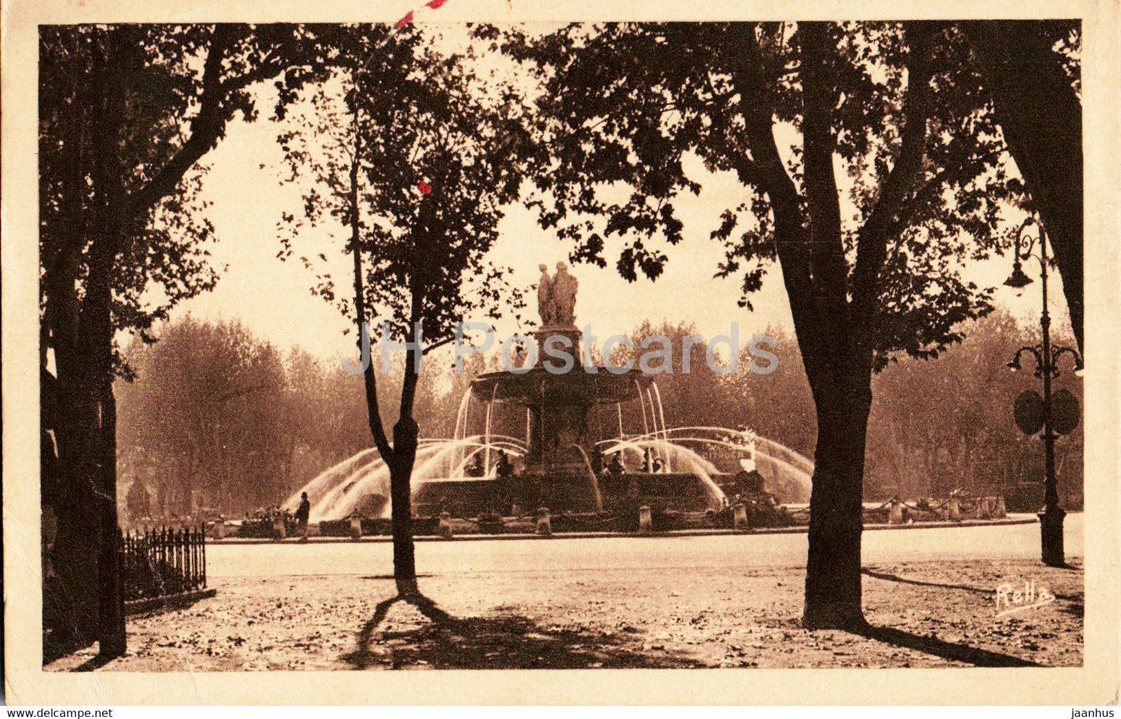 Aix En Provence - La Grande Fontaine - old postcard - 1938 - France - used - JH Postcards