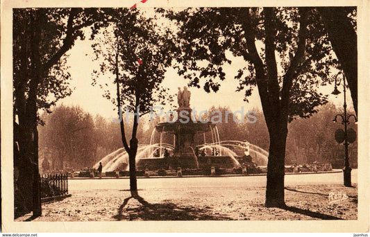 Aix En Provence - La Grande Fontaine - old postcard - 1938 - France - used - JH Postcards