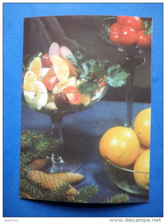 Salad with sausage - cold dishes - recepies - 1976 - Estonia USSR - unused - JH Postcards