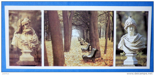 Democritus sculpture - Autum - Alexander - Summer Garden - Leningrad - St. Petersburg - 1985 - Russia USSR - unused - JH Postcards