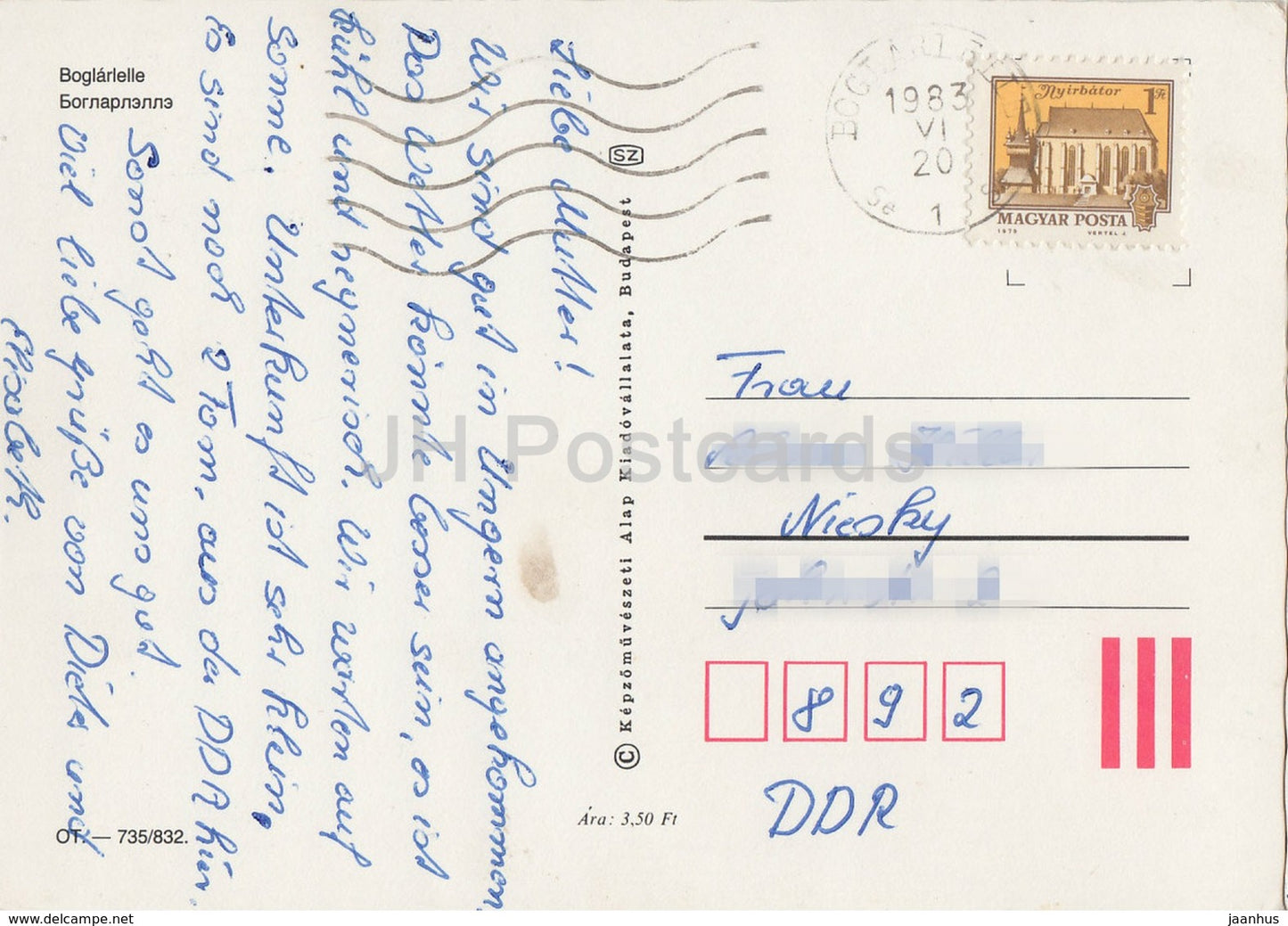 Boglarlelle - church - cars - multiview - 1983 - Hungary - used