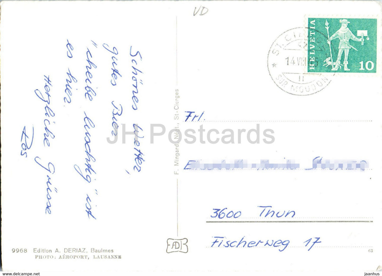 St Cierges et le Jura - Vue Aerienne - vue aérienne - 9968 - 1965 - Suisse - d'occasion