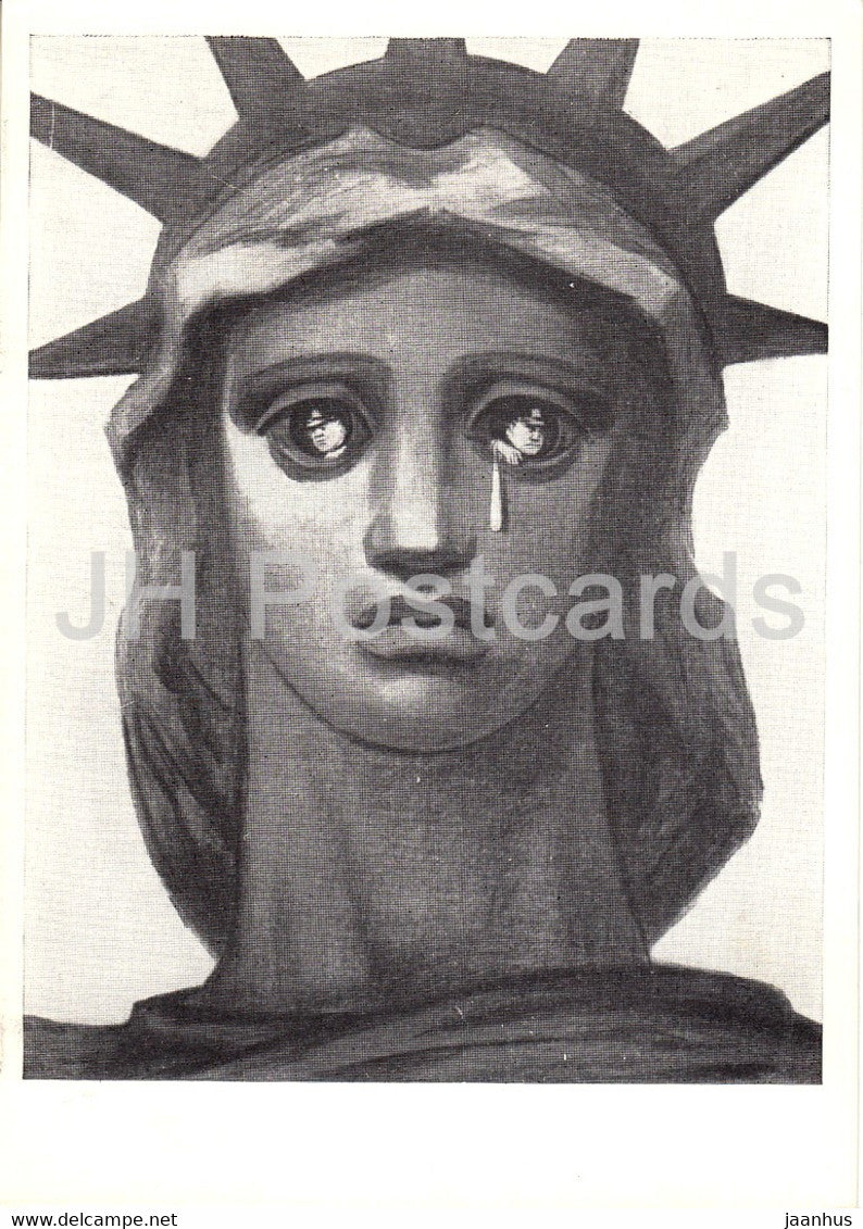 Russian writer Vladimir Mayakovsky - American Liberty - illustration - 1969 - Russia USSR - unused - JH Postcards