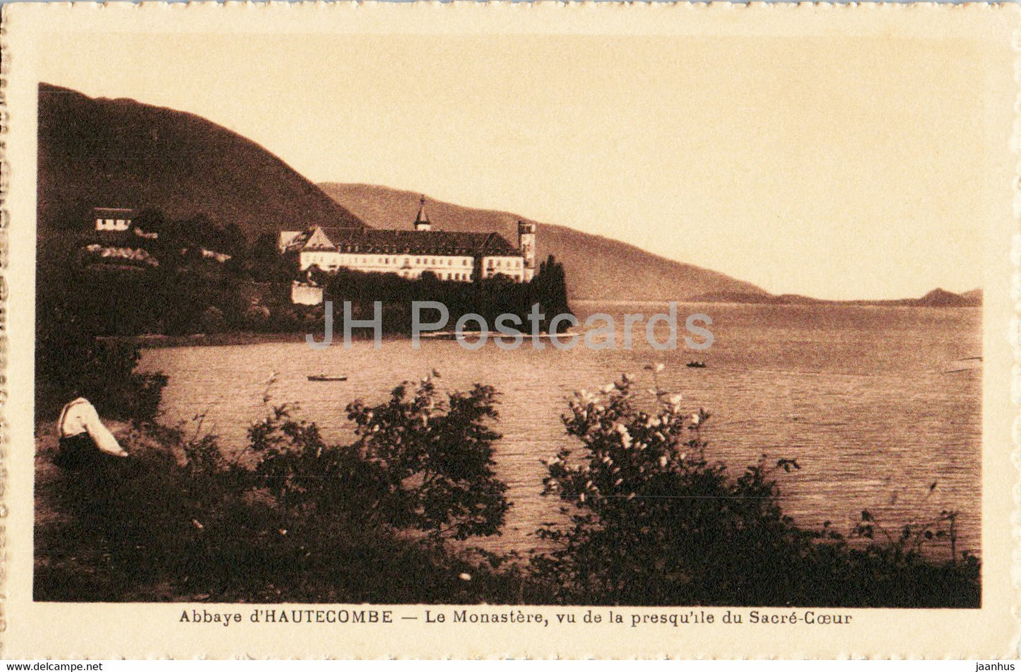 Abbaye d'Hautecombe - Le Monastere vu de la presquile du Sacre Coeur - old postcard - France - unused - JH Postcards