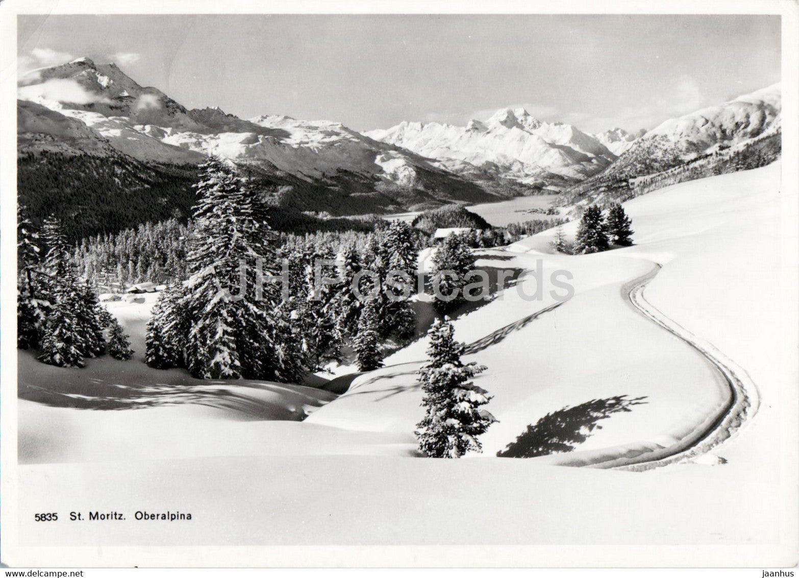 St Moritz - Oberalpina - 5835 - 1951 - old postcard - Switzerland - used - JH Postcards