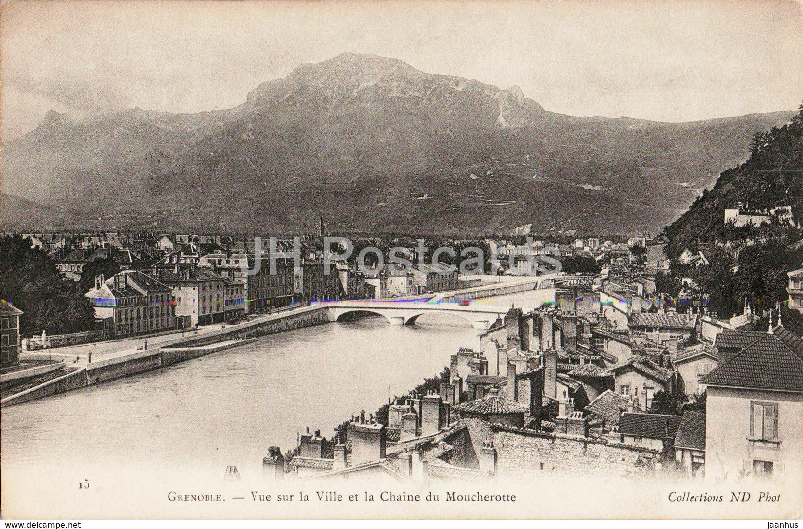 Grenoble - Vue sur la Ville et la Chaine du Moucherotte - 15 - old postcard - France - unused - JH Postcards
