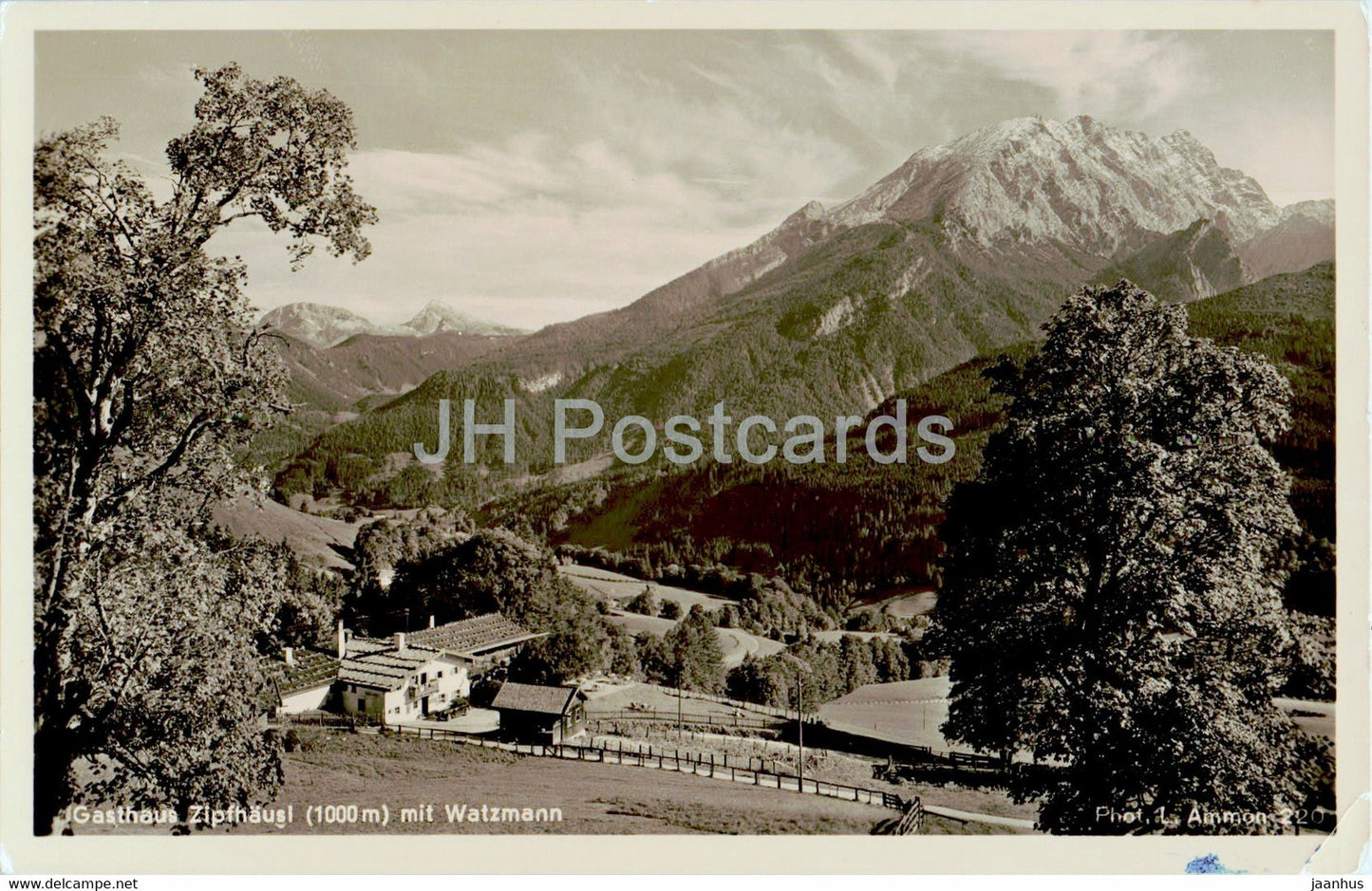 Gasthaus Zipfhausl mit Watzmann - old postcard - 1951 - Germany - used - JH Postcards