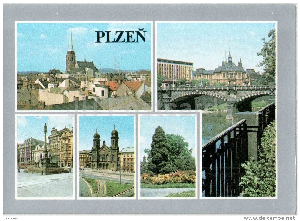 Plzen - town views - Czechoslovakia - Czech - unused - JH Postcards