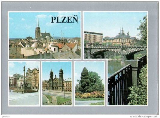 Plzen - town views - Czechoslovakia - Czech - unused - JH Postcards