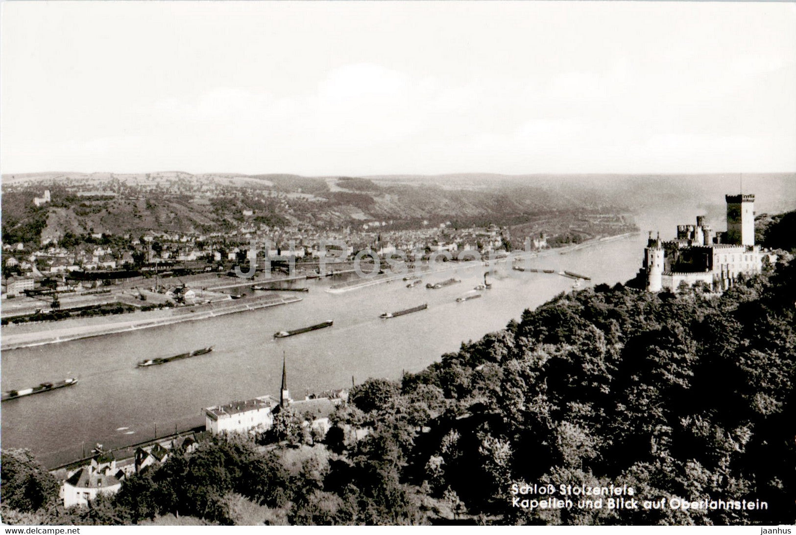 Schloss Stolzenfels - Kapellen und Blick auf Oberlahnstein - castle - old postcard - Germany - unused - JH Postcards