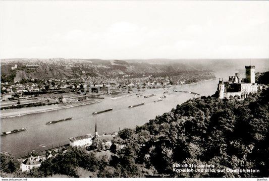 Schloss Stolzenfels - Kapellen und Blick auf Oberlahnstein - castle - old postcard - Germany - unused - JH Postcards