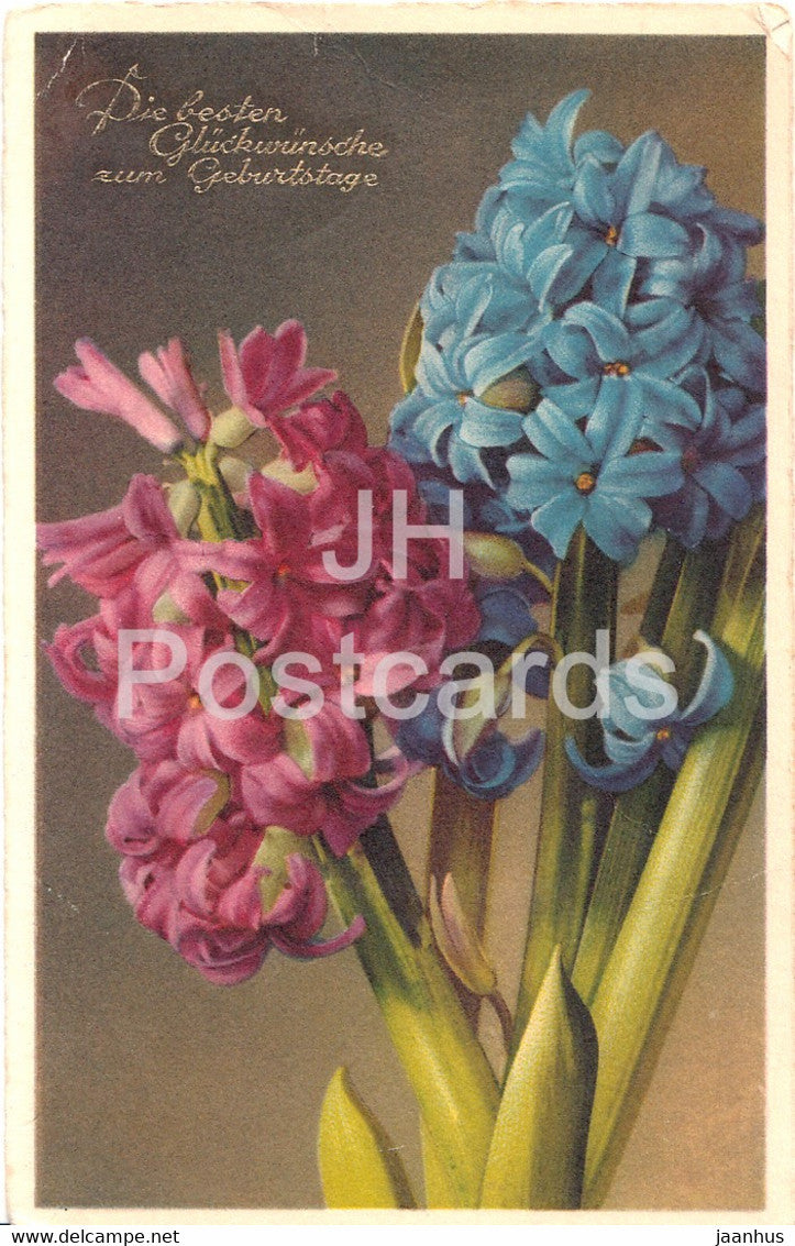 Birthday Greeting Card - Die Besten Gluckwunsche zum Geburtstage - flowers HB 4221 - old postcard - 1922 Germany - used - JH Postcards