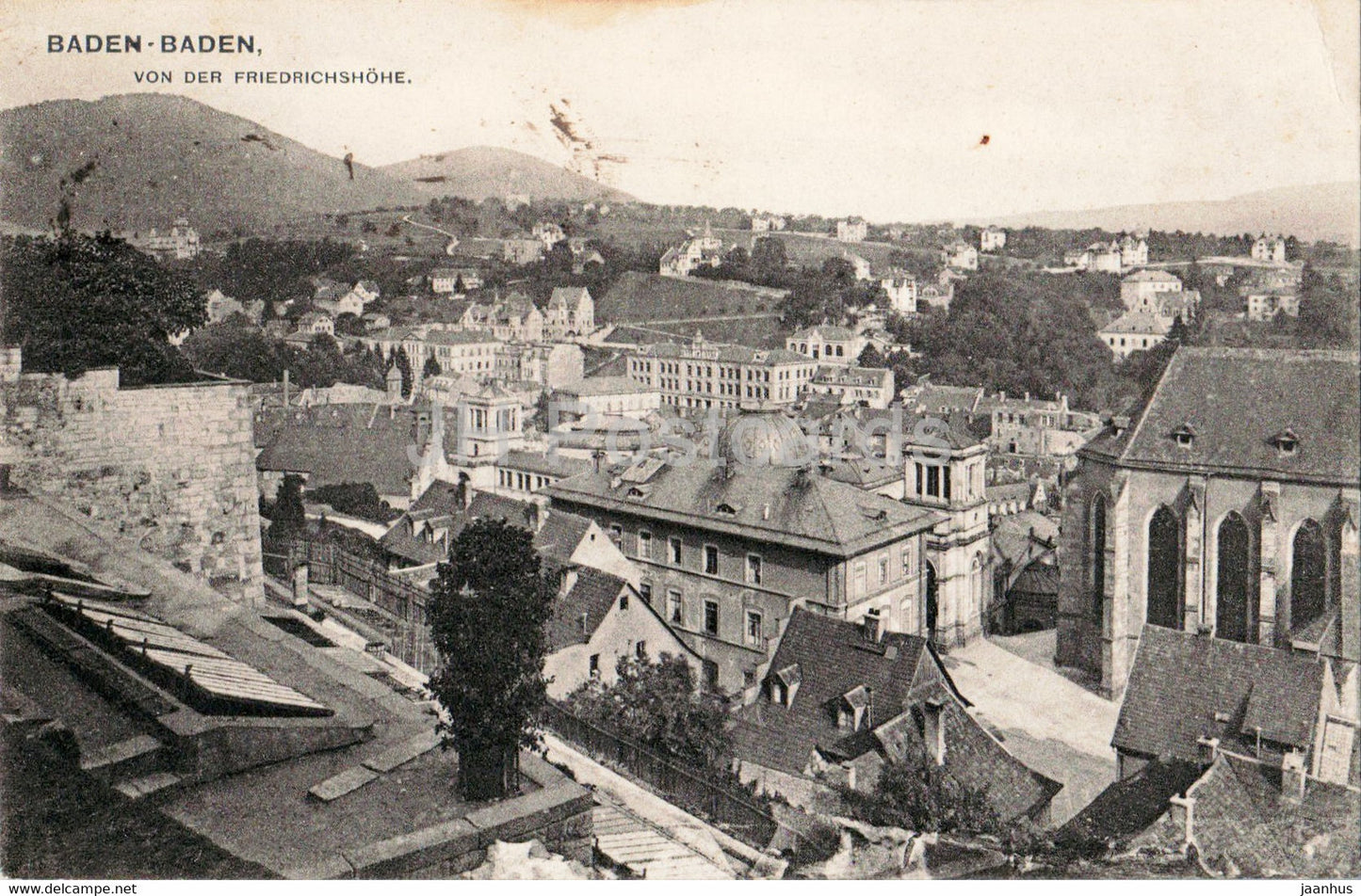 Baden Baden - von der Friedrichshohe - 3820 - old postcard - 1929 - Germany - used - JH Postcards