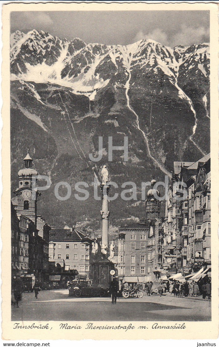 Innsbruck - Maria Theresienstrasse m Annasaule - old postcard - 1942 - Austria - used - JH Postcards
