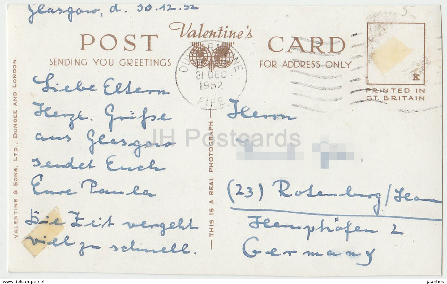 Glasgow - Royal Exchange Square - B.4222 - 1952 - United Kingdom - Scotland - used