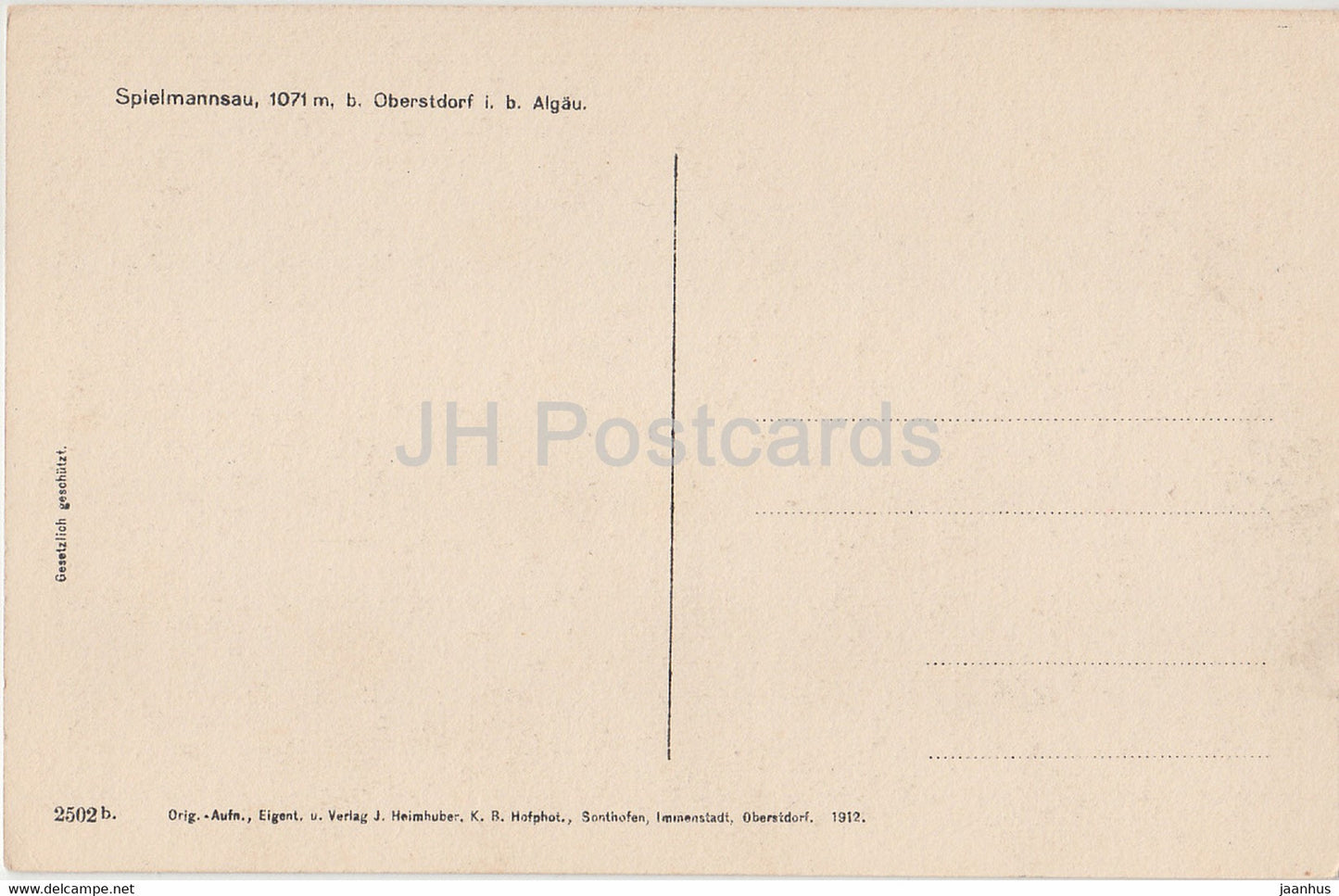 Spielmannsau 1071 m b Oberstdorf i b Allgau - 2502 - old postcard - Germany - unused
