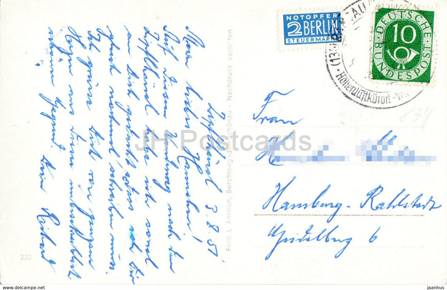 Gasthaus Zipfhausl mit Watzmann - old postcard - 1951 - Germany - used