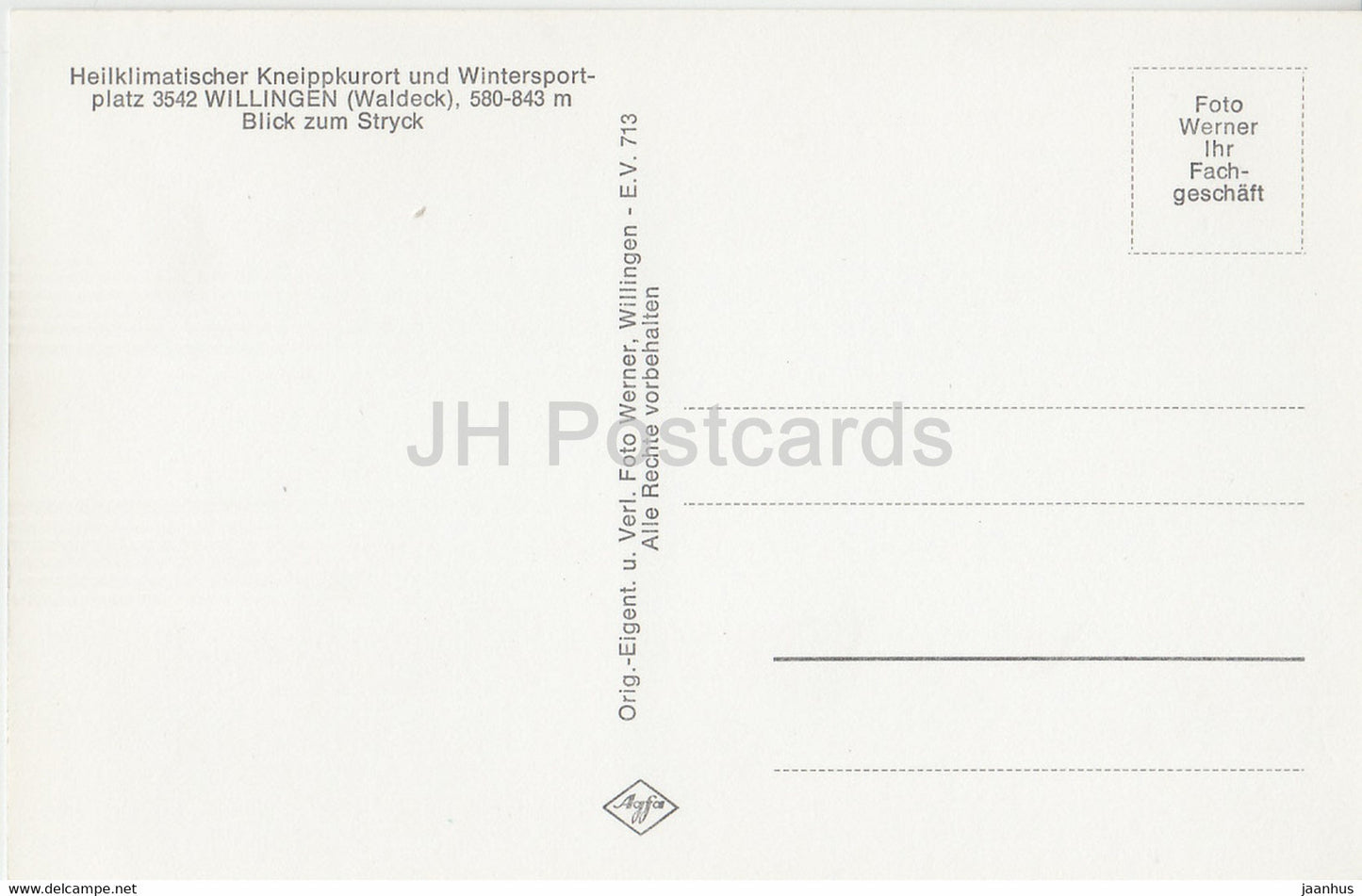 Heilklimatischer Kneippkurort und Wintersportplatz Willingen - Waldeck - Blick zum Stryck - Germany - unused