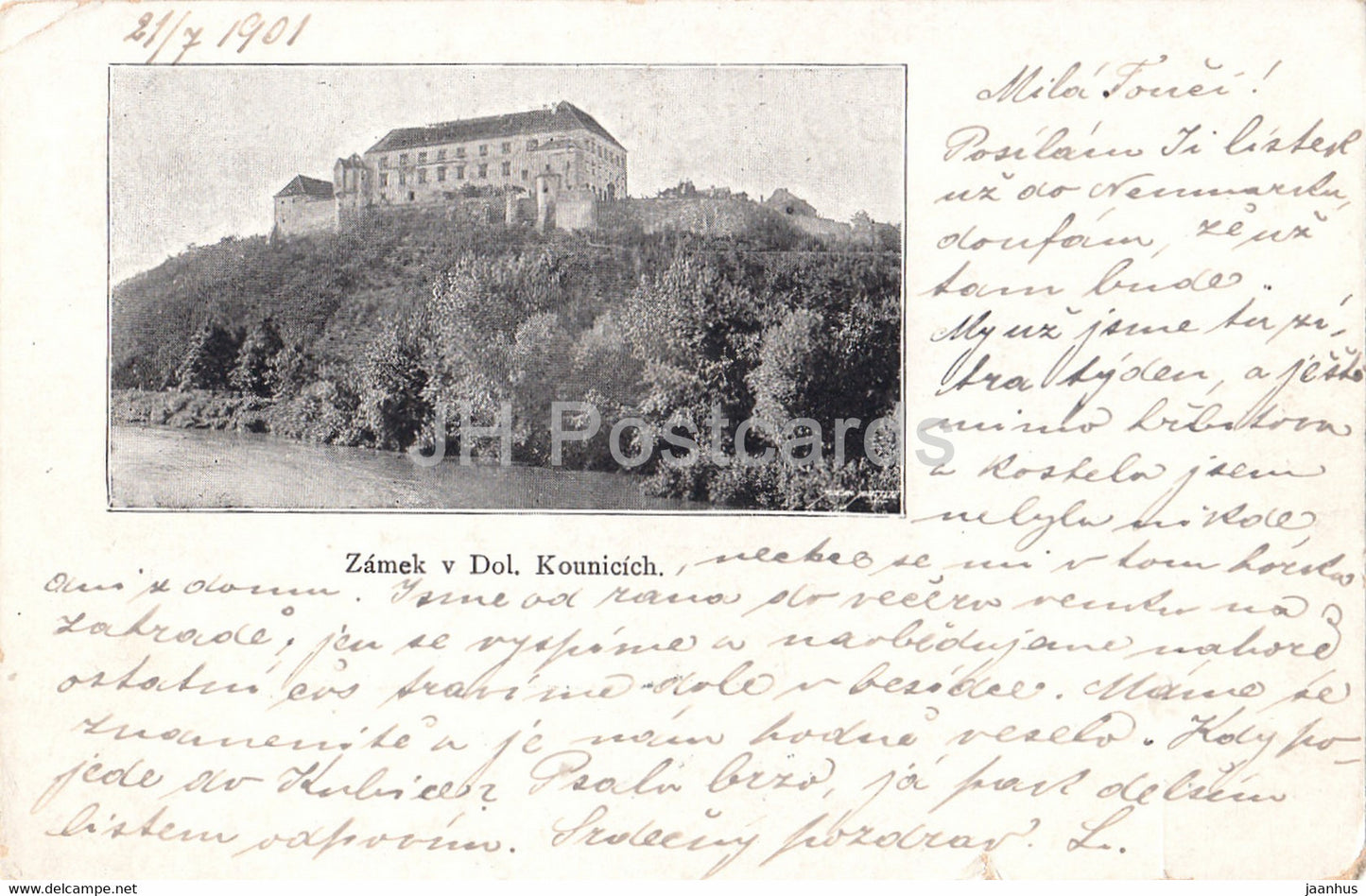 Zamek v dol Kounicich - Dolni Kounice - old postcard - 1901 - Czech Republic - used - JH Postcards
