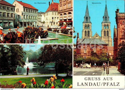 Gruss aus Landau - Pfalz - Am Obertorplatz - Marienkirche - Ostpark - multiview - 1499/5 - 1972 - Germany - used