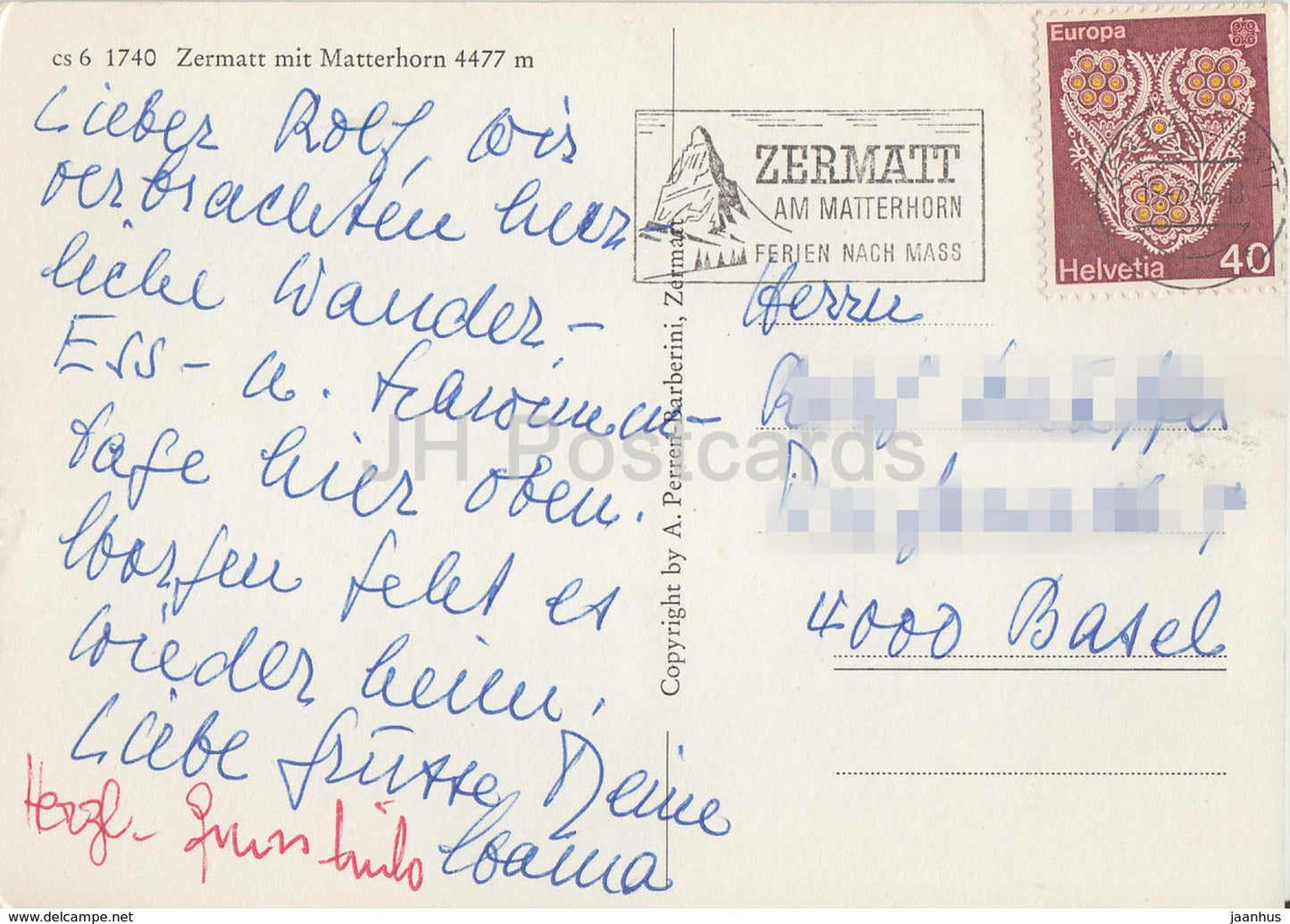 Zermatt mit Matterhorn 4477 m - années 1970 - Suisse - occasion